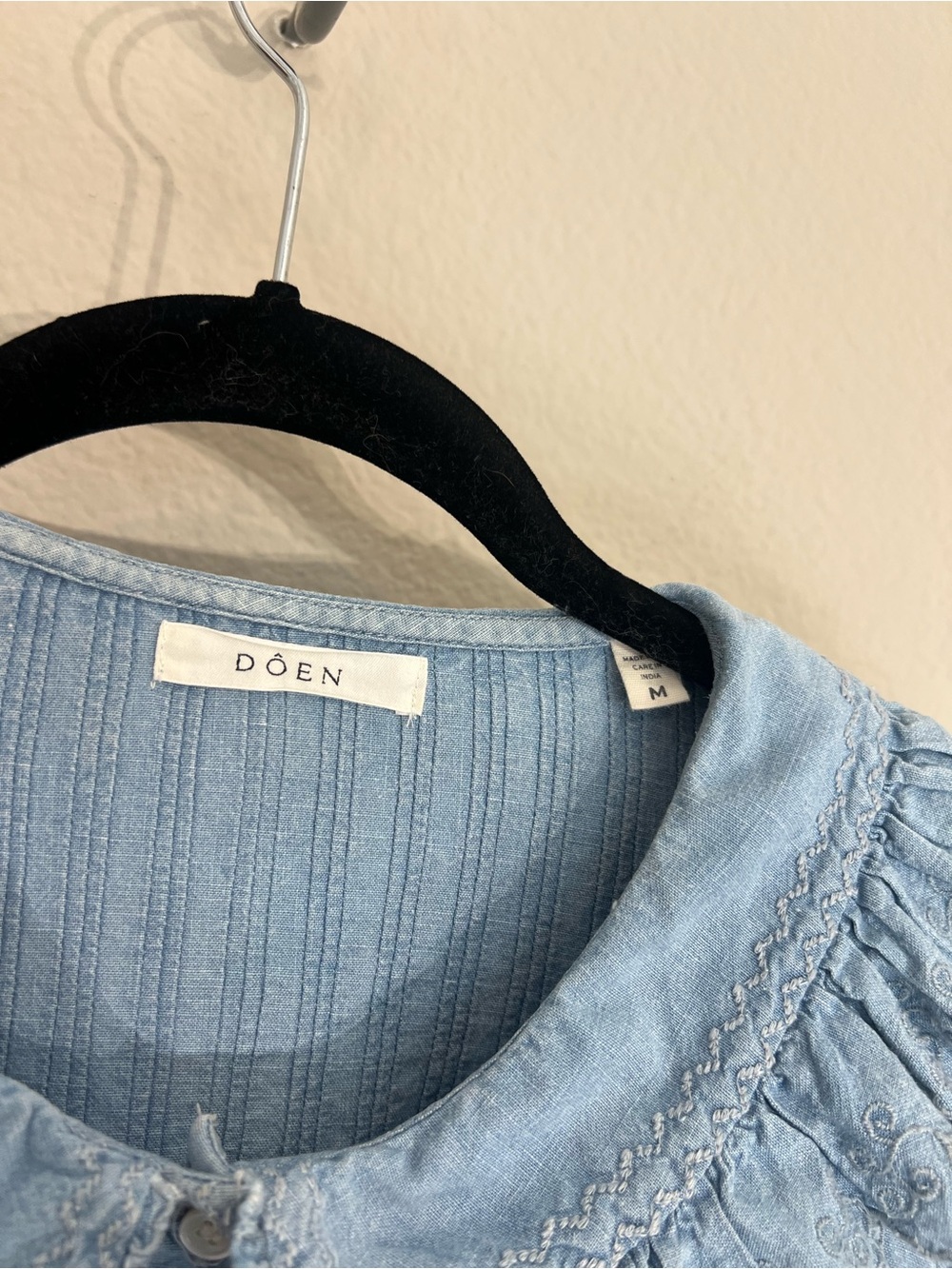 Doen Wing mini shirt dress in Parisian Chambray blue cottage core romantic M - Picture 12 of 16